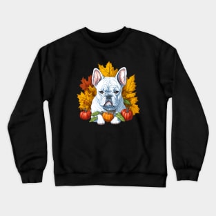 Pumpkin French Bulldog Autumn Leaves Crewneck Sweatshirt